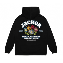 SWEAT JACKER FIGHT FLOWER HOODIE - BLACK
