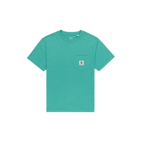 T-SHIRT ELEMENT BASIC POCKET LABEL JUNIOR - LAGOON