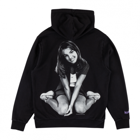 SWEAT WELCOME BRITNEY FLOWER PIGMENT HOODIE BLACK