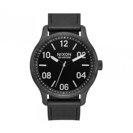 MONTRE NIXON PATROL LEATHER - BLACK SILVER BLACK