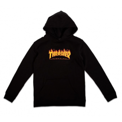 SWEAT THRASHER FLAME HOOD - BLACK