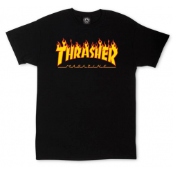 T-SHIRT THRASHER FLAME LOGO - BLACK