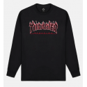 T-SHIRT THRASHER FLAME LOGO LS - BLACK RED