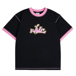 T-SHIRT RAVE DEKCIW RINGER - BLACK