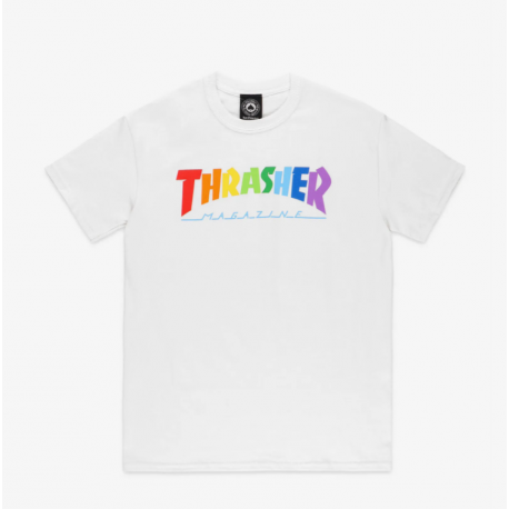 T-SHIRT THRASHER RAINBOW MAG SS - WHITE