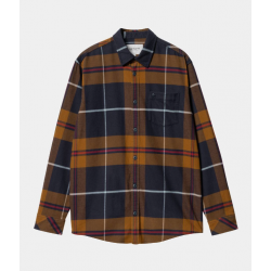 CHEMISE CARHARTT WIP GARNETT - GARNETT CHECK DEEP H BROWN