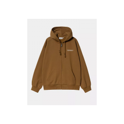 SWEAT CARHARTT WIP HOODED RUNAWAY JACKET - HAMILTON BROWN WHITE STONE WASHED